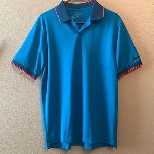 Nike Golf Blue & Red M Dri-Fit Polo